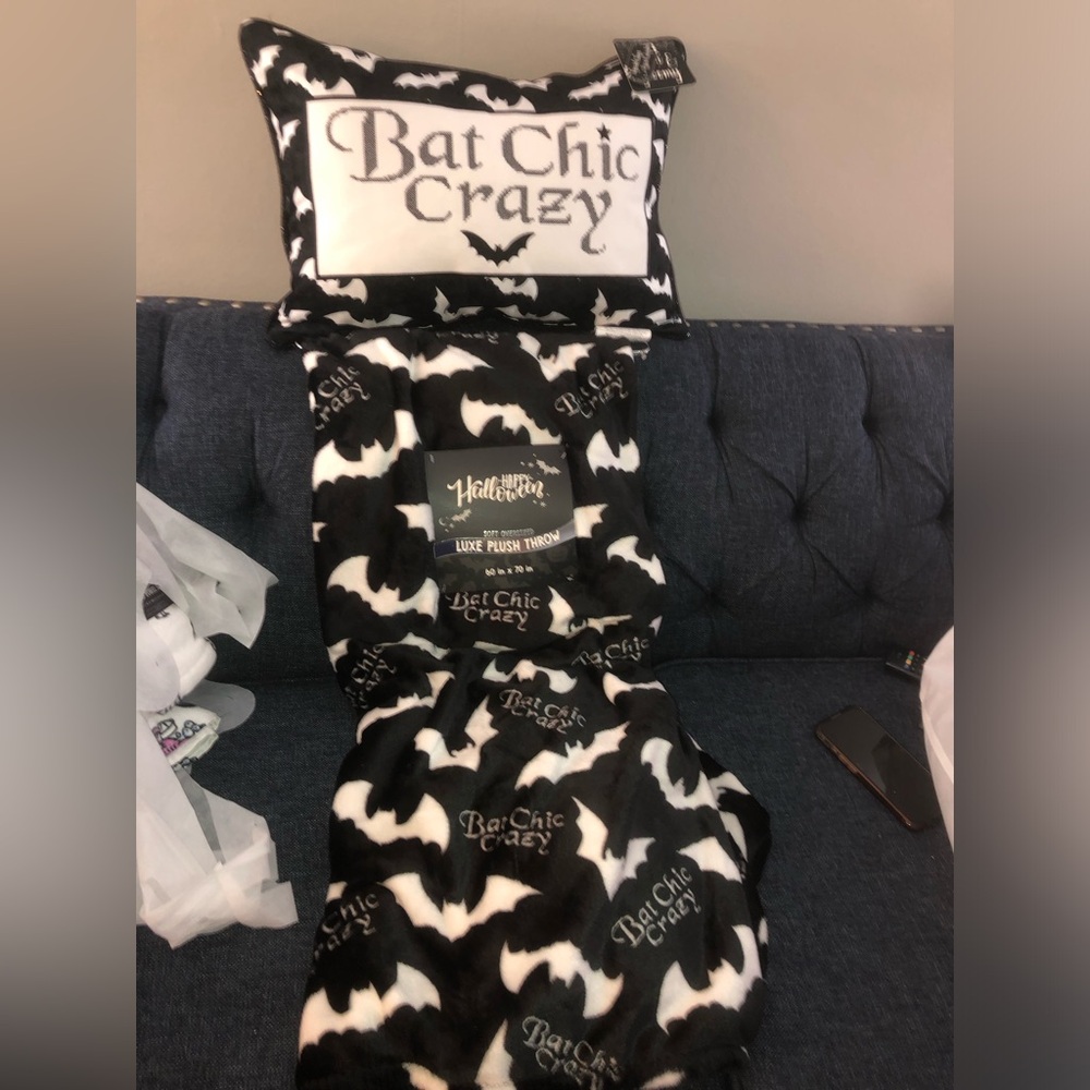 ‼️ Bat Chic Crazy   Throw Blanket with matching pillow